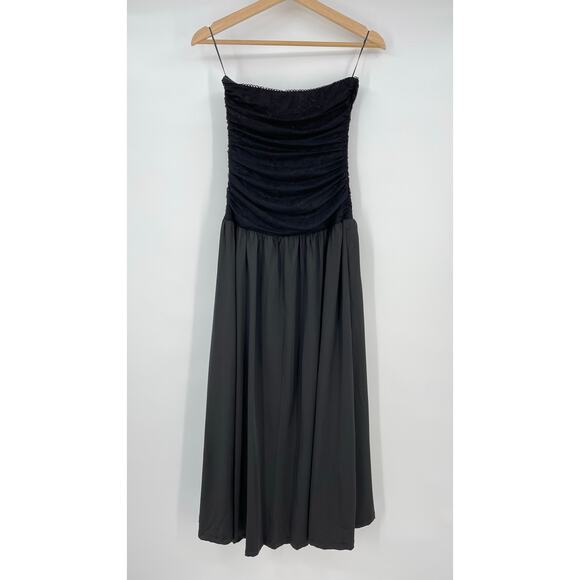 NIA | NWT Santal Dress in Black Strapless A-line Midi XS - Picture 3 of 13